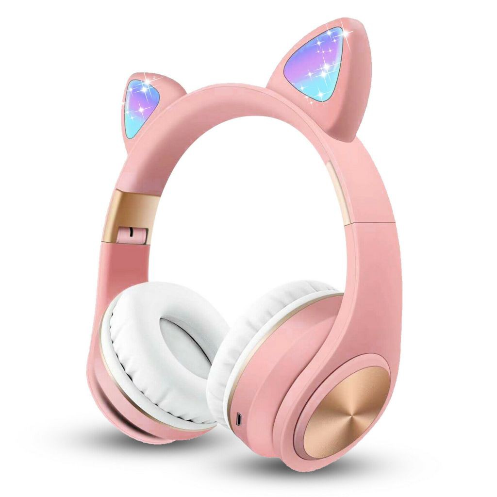 Tai Nghe Headphone Tai Mèo - Xinh Xắn - Có Đèn Led Siêu Cute Tai Nghe Mèo Bluetooth, Headphone Tai Mèo Dễ Thương Có Mic,Âm Bass Mạnh Mẽ Và Dung Lượng Pin Khủng 400mAh BH 12 Tháng BEST