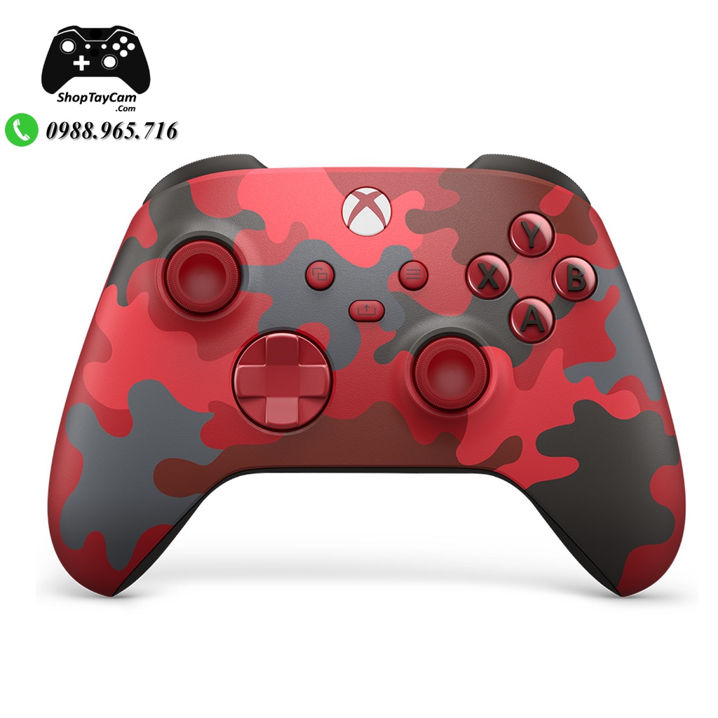 Tay Cầm Xbox One X / Xbox Seri X Chính Hãng Màu Đỏ Camo Daystrike Camo + Dây Cáp Cable Type-C Xịn | Shoptaycam