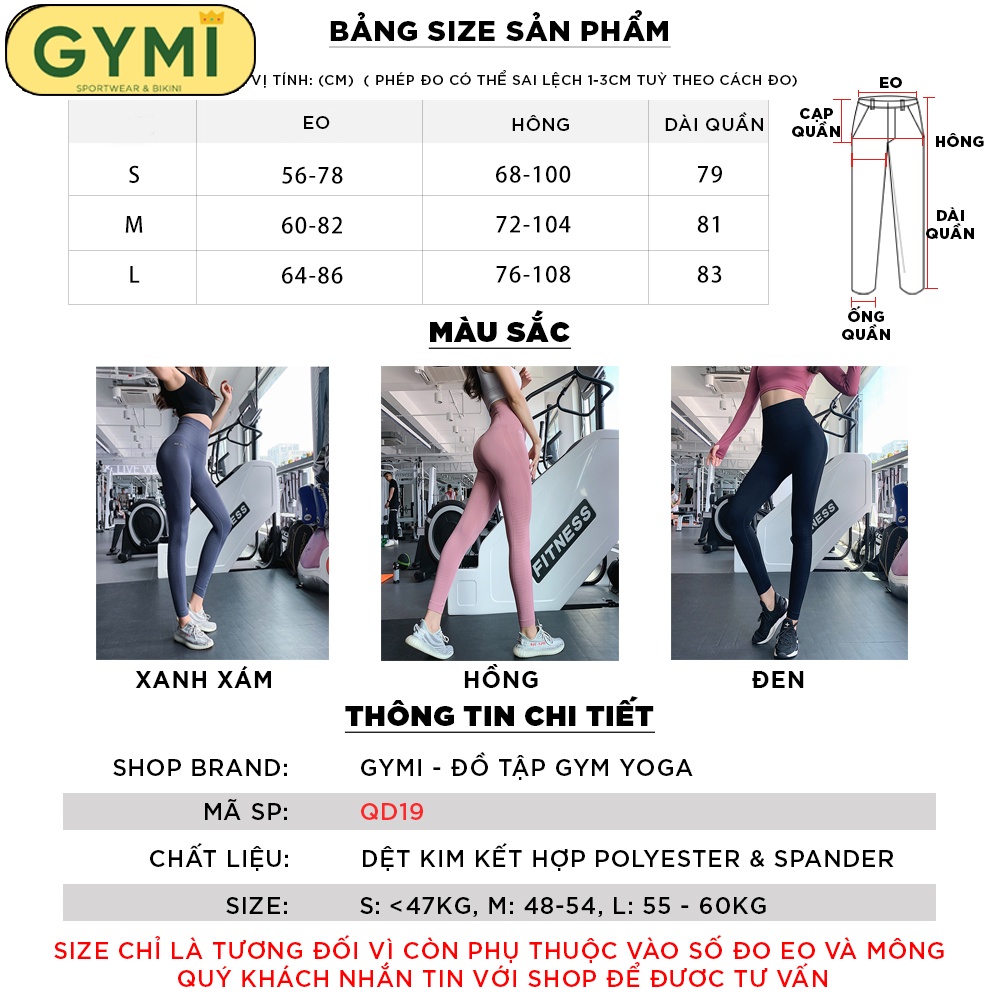 Quần tập gym yoga nữ cạp cao Ami meade GYMI QD19 dáng legging lưng cao nâng mông co giãn