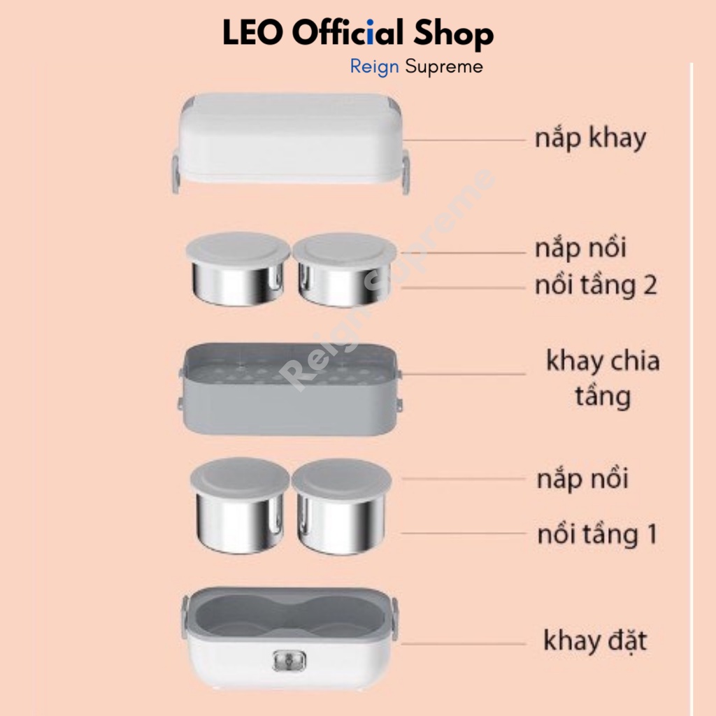 Hộp cơm điện văn phòng 🌺 CHÍNH HÃNG BẢO HÀNH 6 T🌺 2 tầng, 4 khay inox giữ nhiệt,nấu chín đồ ăn, hâm nóng đồ ăn gọn nhẹ