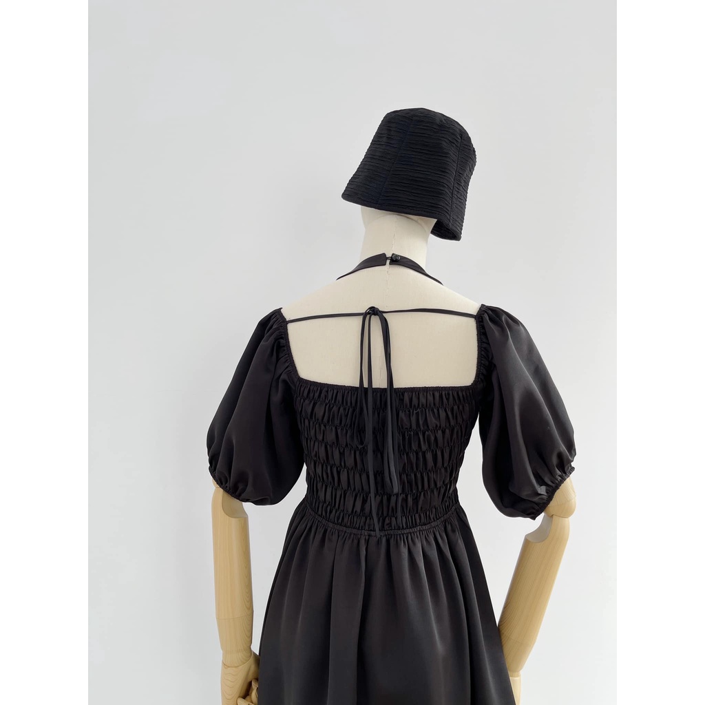 Đầm hở vai lưng bo chun hình shop tự chụp Rose Dress