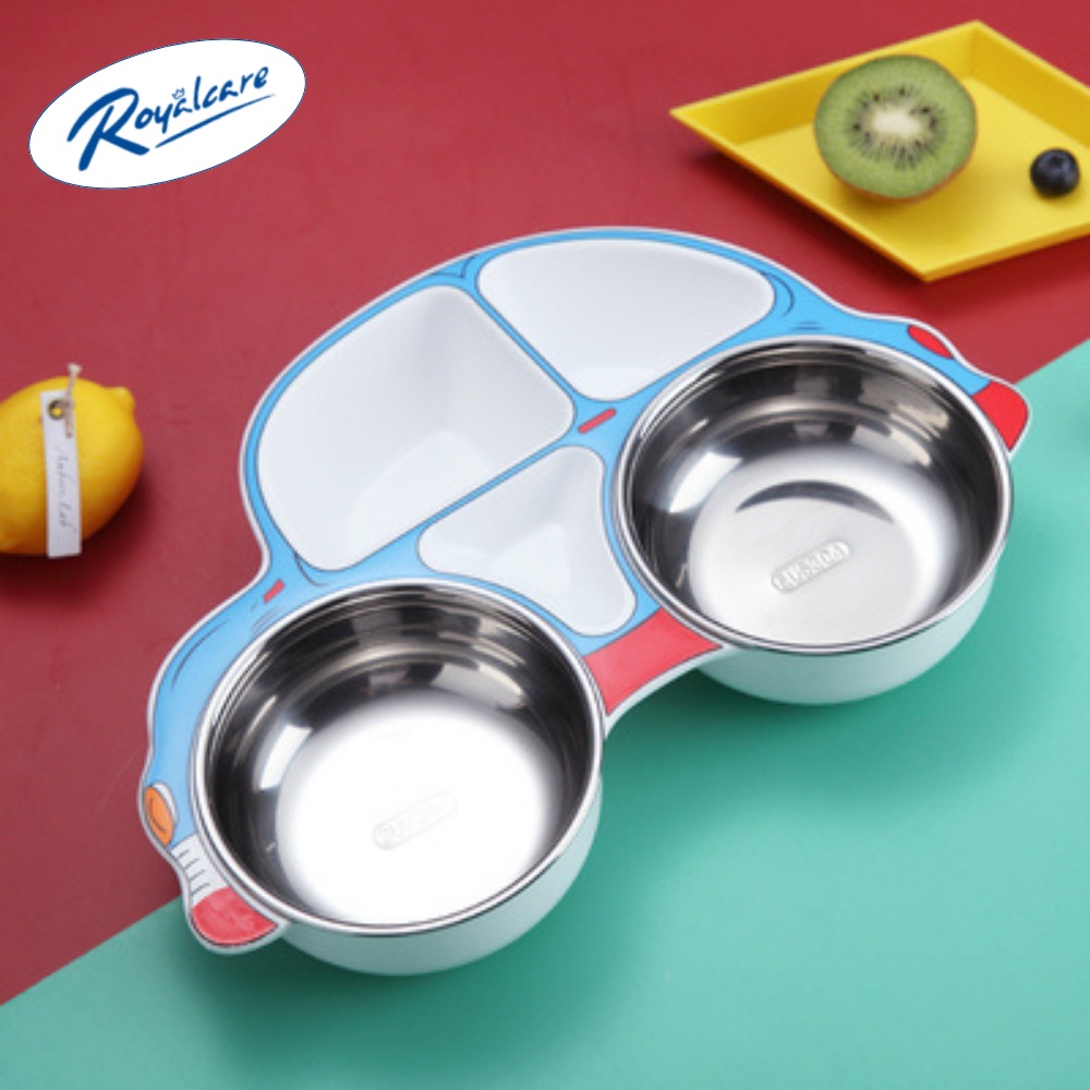 Khay cơm cho bé, đồ dùng ăn dặm inox cao cấp Royalcare phù hợp BLW,, kiểu Nhật và ăn dặm truyền thống