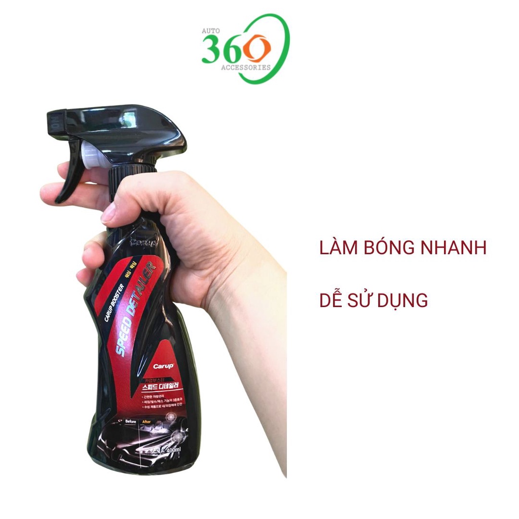 Dung dịch đánh bóng xe chai xịt bóng xe 3in1 Carup 400 ml bóng sáng như gương