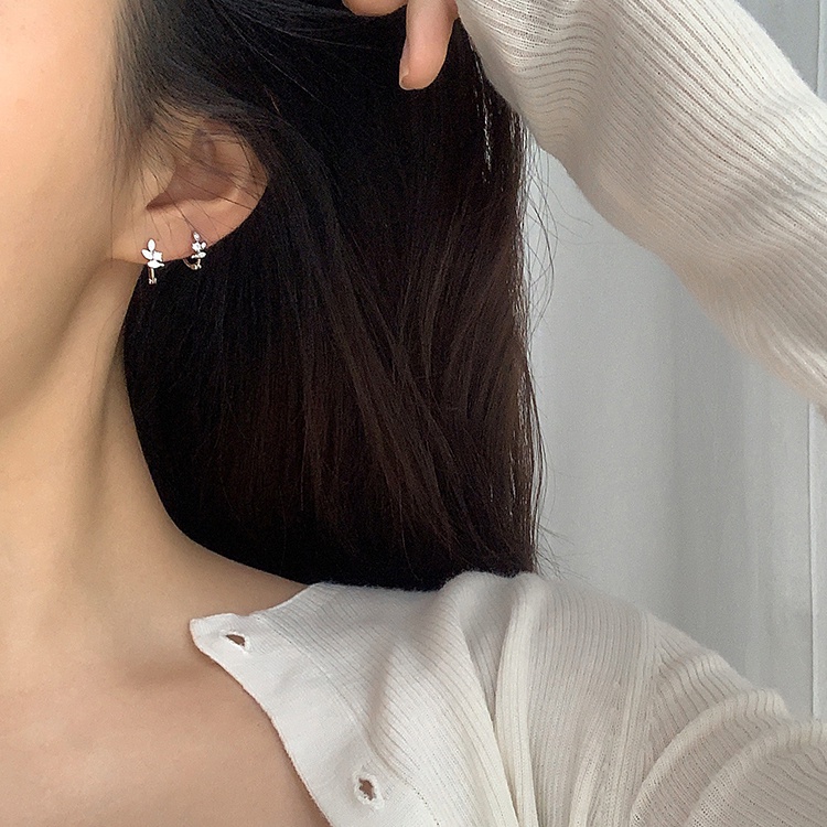 Khuyên Tai Tròn 1 Đôi Bông Tai Hình Chiếc Lá Đính Đá Zircon Không Gây Dị Ứng 14k Thời Trang Cho Nữ