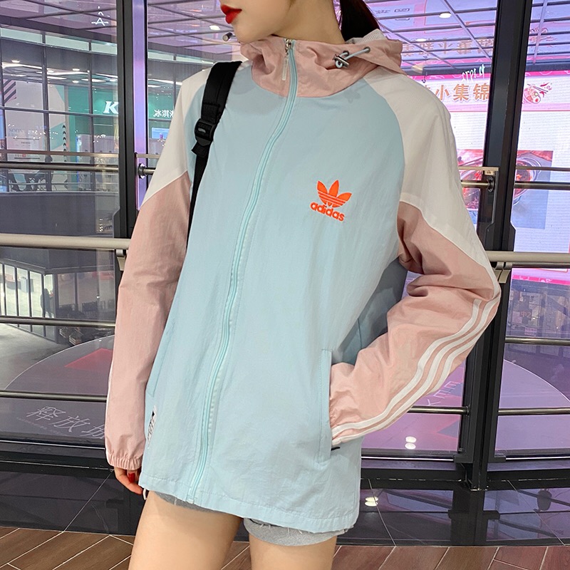 Áo khoác gió Adidas chống thấm nước có mũ trùm đầu thời trang phong cách unisex