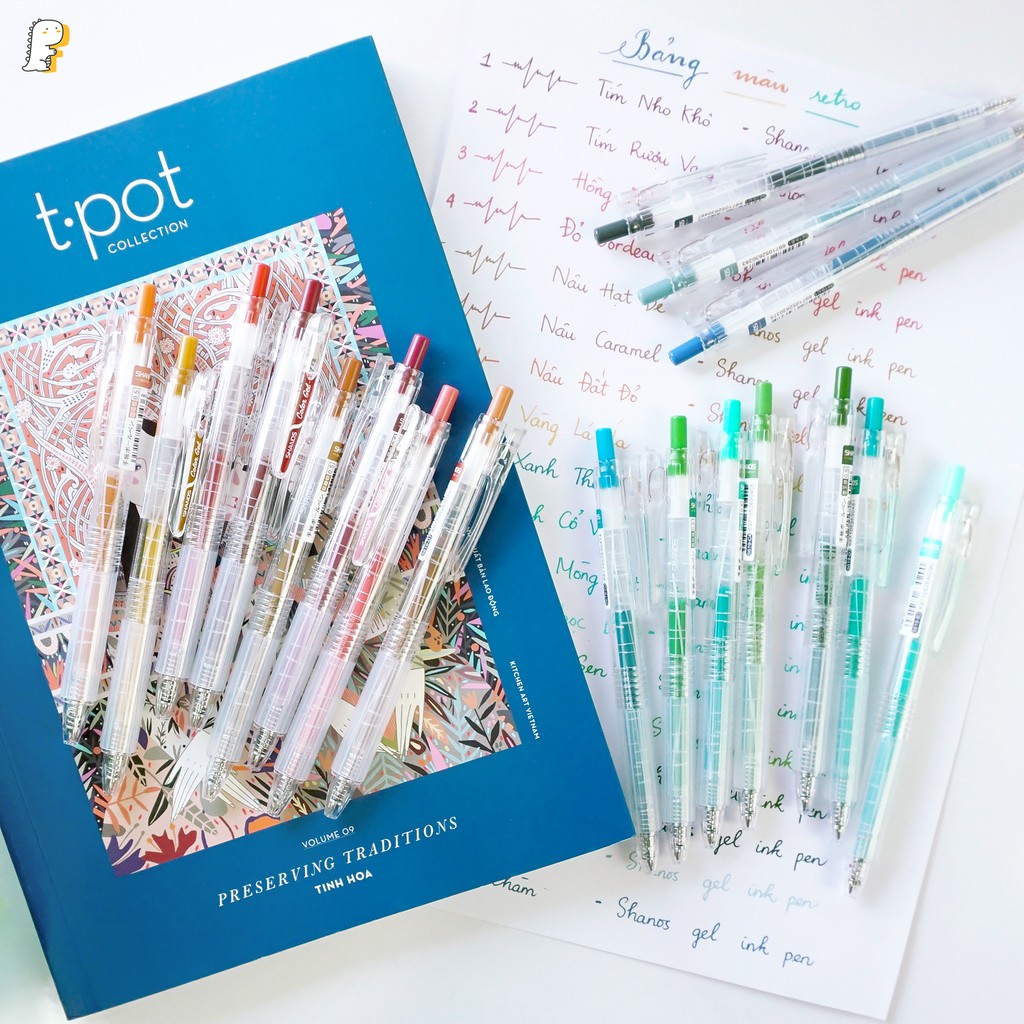 Bút gel màu Shanos bảng màu Retro