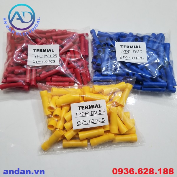 Đầu Cốt Nối Thẳng BV1.25, BV2, BV5 Cút cosse bọc phủ nhựa, cos dây điện
