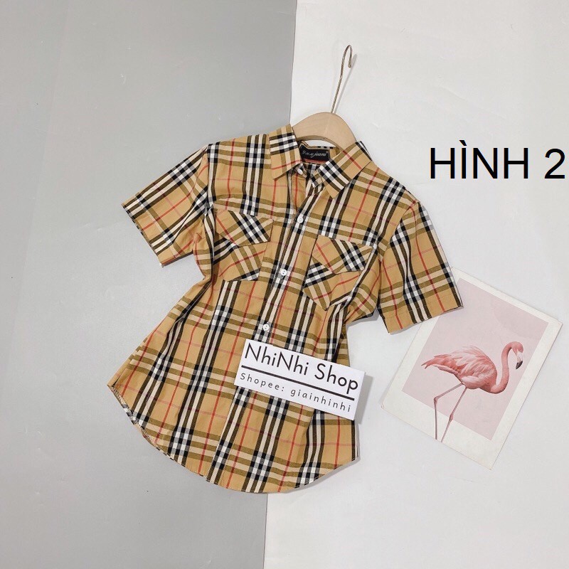 XẢ HÀNG Áo sơ mi kẻ BBR 2 túi form vừa, Áo kiểu sơ mi kẻ ngắn tay cổ bẻ SM2072 - NhiNhiShop