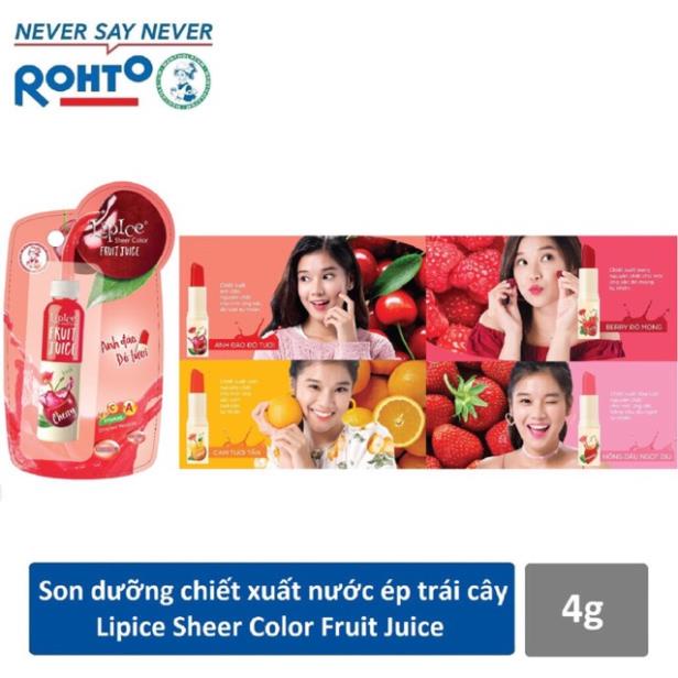 Son dưỡng chiết xuất nước ép trái cây Lipice Sheer Color Fruit Juice 4g - Đủ mùi hương: đỏ, cam, hồng *