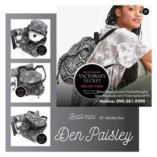 (Balo 29) Ba lô vải cá tính, balo mini hoa văn Paisley KT 30x30x12cm - Victoria's Secret USA