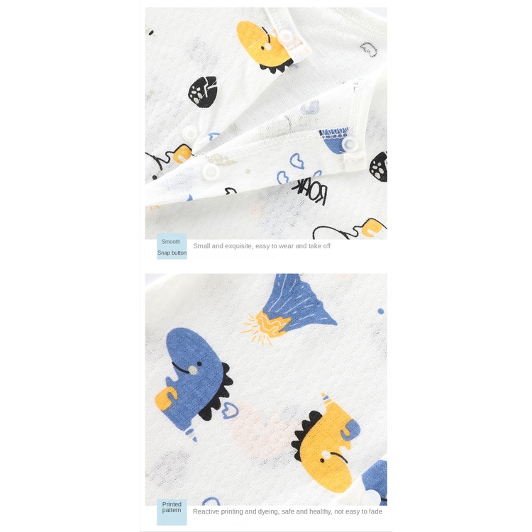 Áo Liền Quần Tay Dài Chất Liệu Cotton Mỏng In Họa Tiết Hoạt Hình Xinh Xắn Cho Bé Từ 0-18