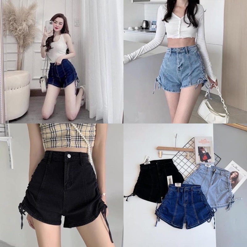 ( Mã 643 ) Quần sooc bò rút dây sườn co dãn hàng đẹp