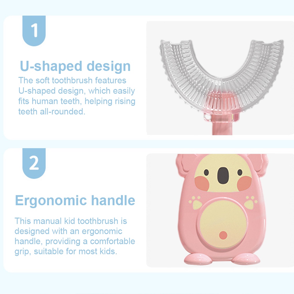 Silicone Manual U-Shaped Kids Toothbrush Whole Mouth Double-Sided Baby with Tooth Mouth Ergonomic Brush Head Infant