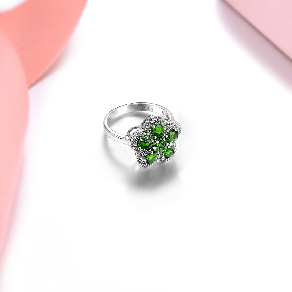 Nhẫn Mạ Bạc 925 Đính Đá Zircon Tự Nhiên Chất Lượng Cao