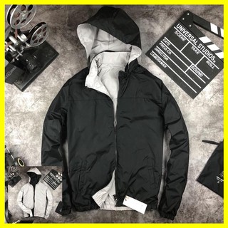 Áo khoác gió nam 2 mặt màu ghi sáng - cam chất đẹp dáng vừa phù hợp cho cả nam và nữ