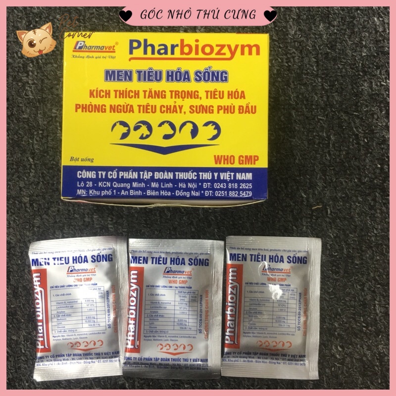 Men tiêu hóa sống cho chó mèo Pharbiozym gói 5gr