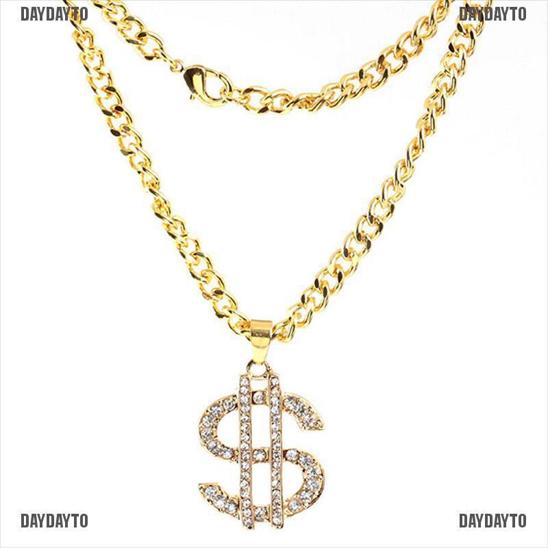 Vòng cổ Mạ Vàng Mặt Hình Tờ Tiền Đô La Đính Đá Phong Cách Hip Hop
