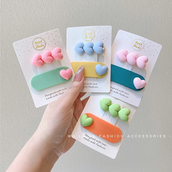 Set 2 kẹp tóc màu sắc ngọt ngào xinh xắn dành cho bé gái