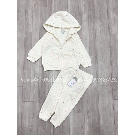 Bộ nỉ bông chấm bi bé gái