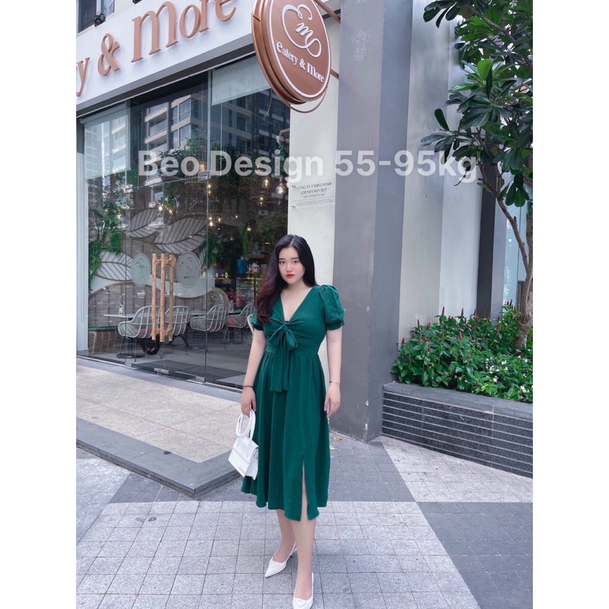 Đầm bigsize nữ Béo Design Đầm buộc dây 51kg đến 95kg