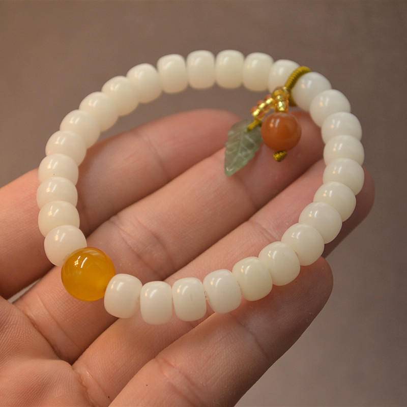 Vòng Tay Chuỗi Hạt Bồ Đề Màu Trắng 8mm Làm Thủ Công Phong Cách Năm Mới Thời Trang Cho Nữ