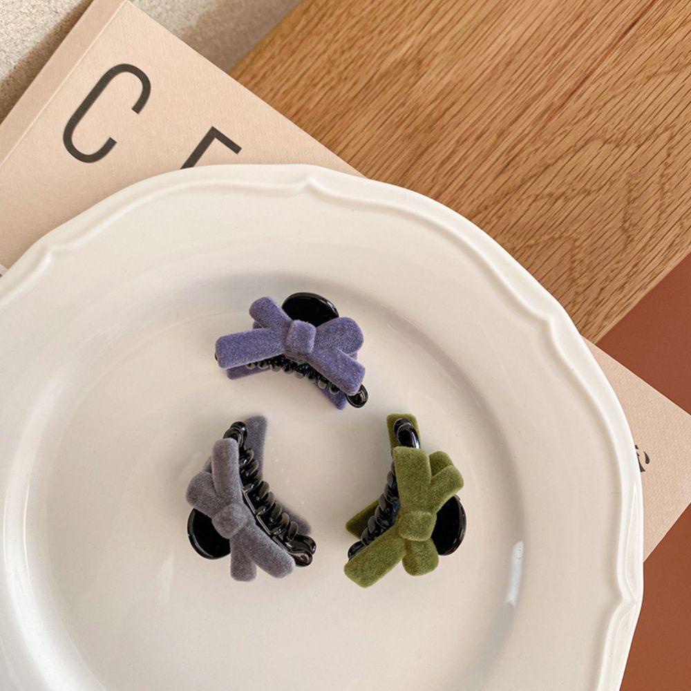 ANEMONE Kẹp Tóc Càng Cua Đính Nơ Màu Trơn Kiểu Hàn Quốc Dễ Thương Thời Trang Thu Đông