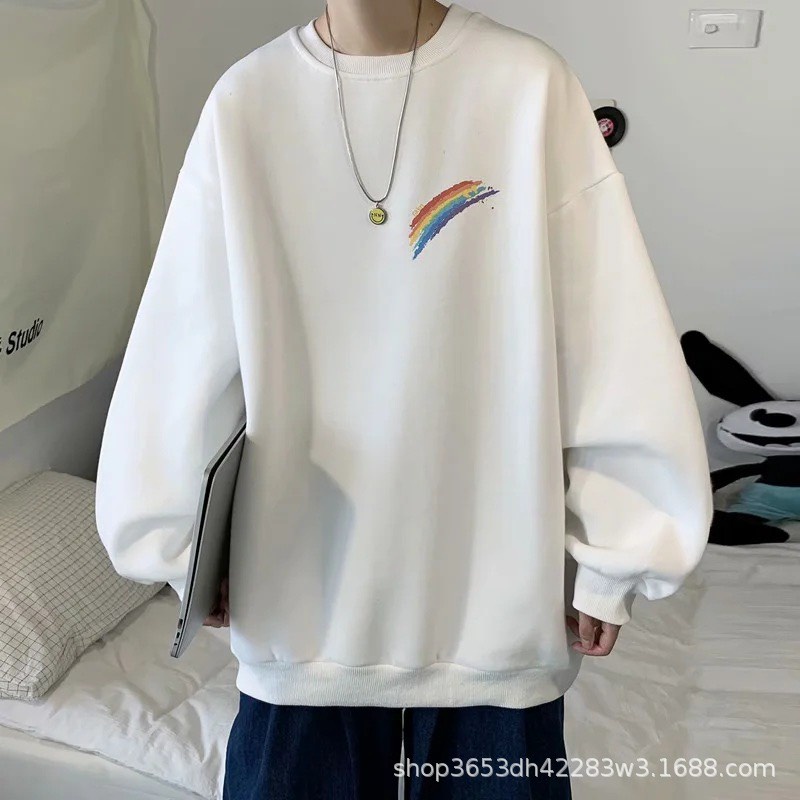 [ Mã 12FASHIONSALE1 giảm 10K đơn 50K ] Áo swerater, áo nỉ bông in hoạt tiết cầu vồng forrm rộng unisex | BigBuy360 - bigbuy360.vn