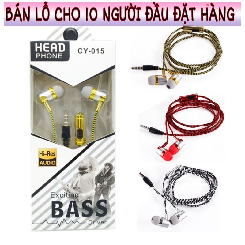 Tai nghe có míc , Bass Cực hay ,Tai nghe nhét tai Dây bọc dù, vải, chơi game,nghe nhạc, máy tính điện thoại,chống ồn - H
