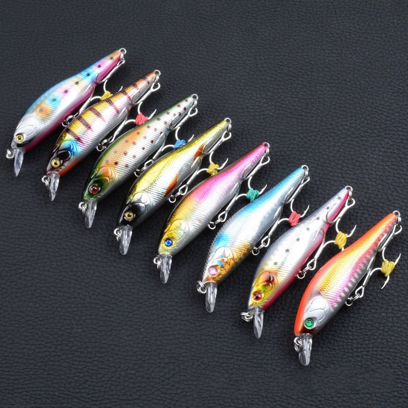 Mồi Câu Cá Giả Bằng Nhựa Cứng 9cm / 9.7g 0.3-0.6m Kèm 6 Móc# Mồi Câu Cá Giả Mắt 3D Có Lưỡi Câu