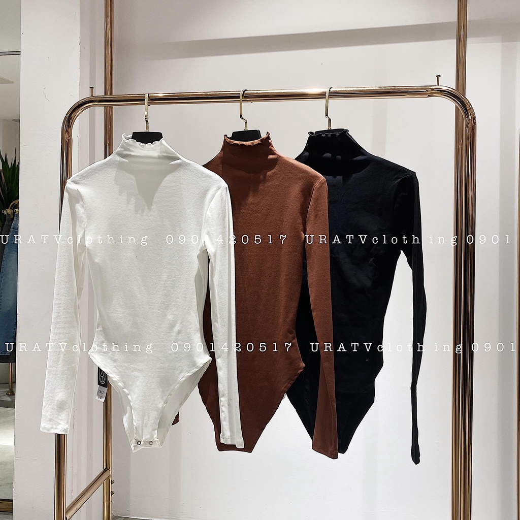 Áo cổ cao cuốn bên bodysuit tay dài URATV