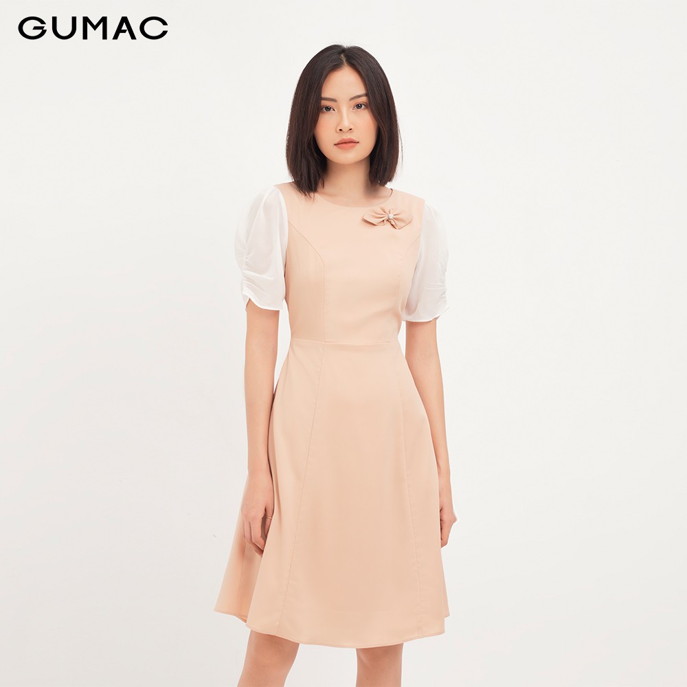 Đầm ôm nữ tay nhún phụ kiện GUMAC DA1214 | BigBuy360 - bigbuy360.vn