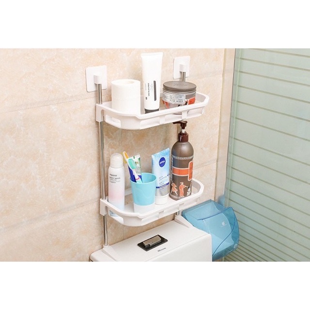 Kệ nhựa đa năng nhà tắm nhà vệ sinh 2,3 tầng kệ bồn cầu tiết kiệm không gian hít chân không gắn tường-Shop Mẹ Khoai