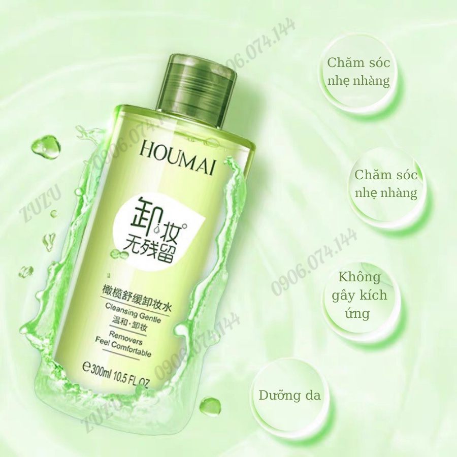 300ML Tẩy Trang, Nước Tẩy Trang HOUMAI Từ OLIU Và Nha Đam Loại Bỏ Bụi Bẩn Tẩy Sạch Sâu Không Cồn