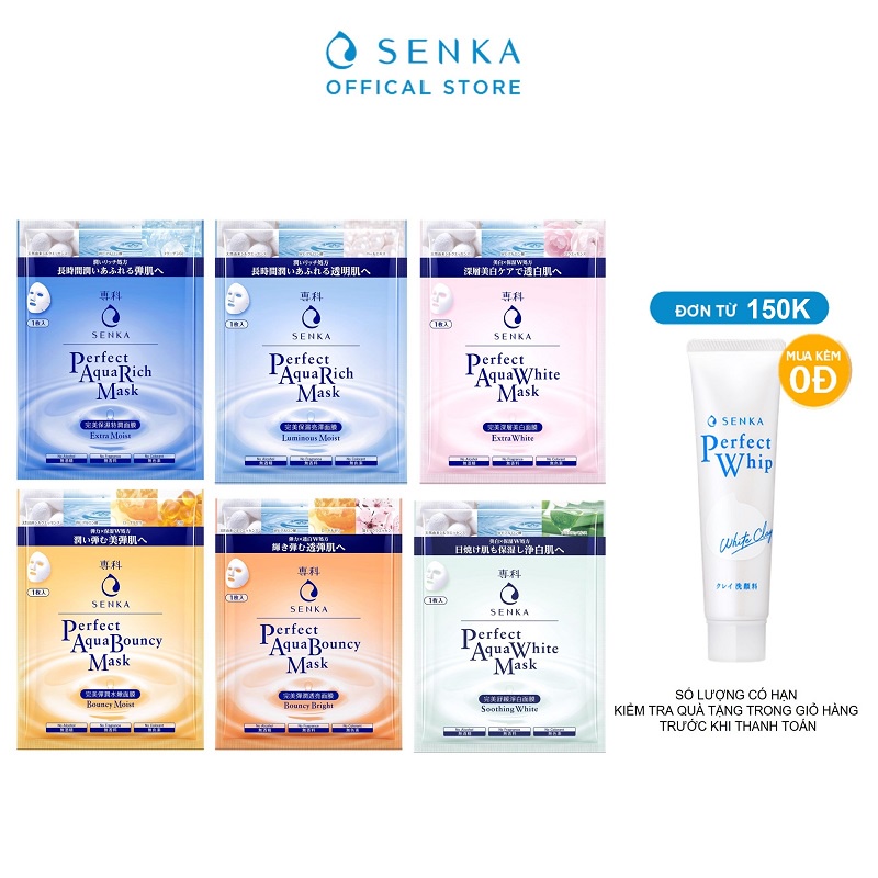 Mặt nạ Senka Dưỡng trắng - Cấp ẩm - Dịu mát - Ngăn lão hóa - 1 miếng (23g)