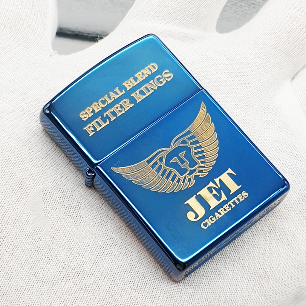 Bật zippo xanh, hộp quẹt Sapphire khắc JET vỏ dày hàng chuẩn Mỹ- KenZ