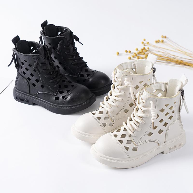 Bốt cho bé gái dạng lưới thoáng khí size 27-37 màu Trắng - Giày trẻ em cổ cao Quảng Châu hàng loại cao cấp loại 1
