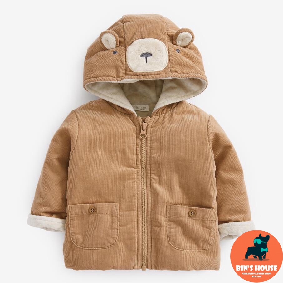 ÁO KHOÁC TĂM LÓT NHUNG MŨ GẤU CHO BÉ BINSHOUSE
