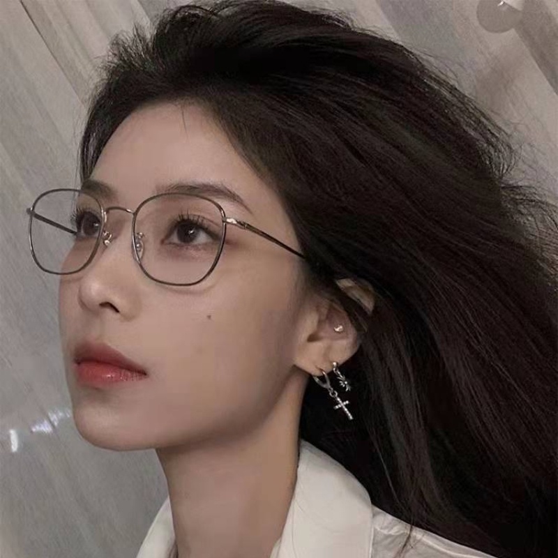 Mắt Kính Gọng Kim Loại Chống Ánh Sáng Xanh Kèm Tròng Kính Thay Thế Thời Trang Hàn Quốc Chất Lượng Cao