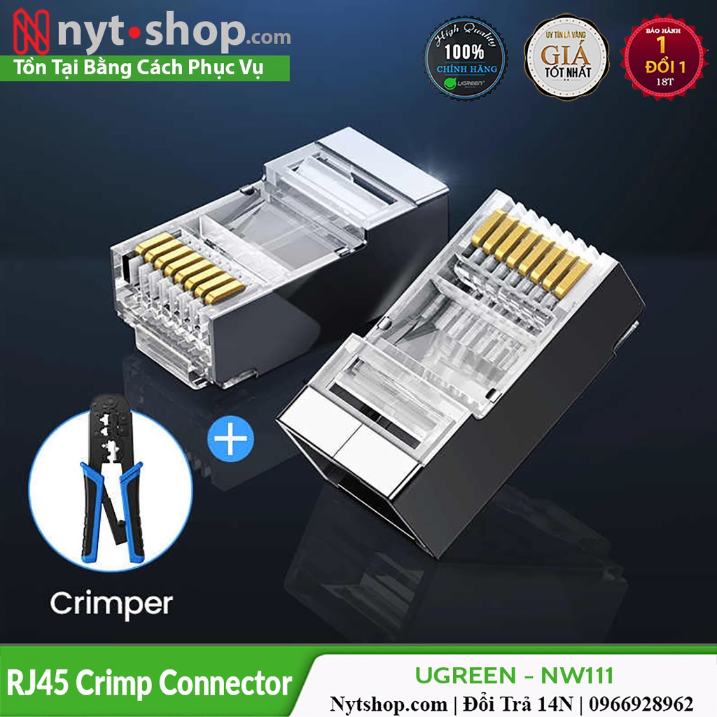 Đầu bấm mạng RJ45 hỗ trợ cáp mạng Cat6,Cat5e,Cat5 cao cấp