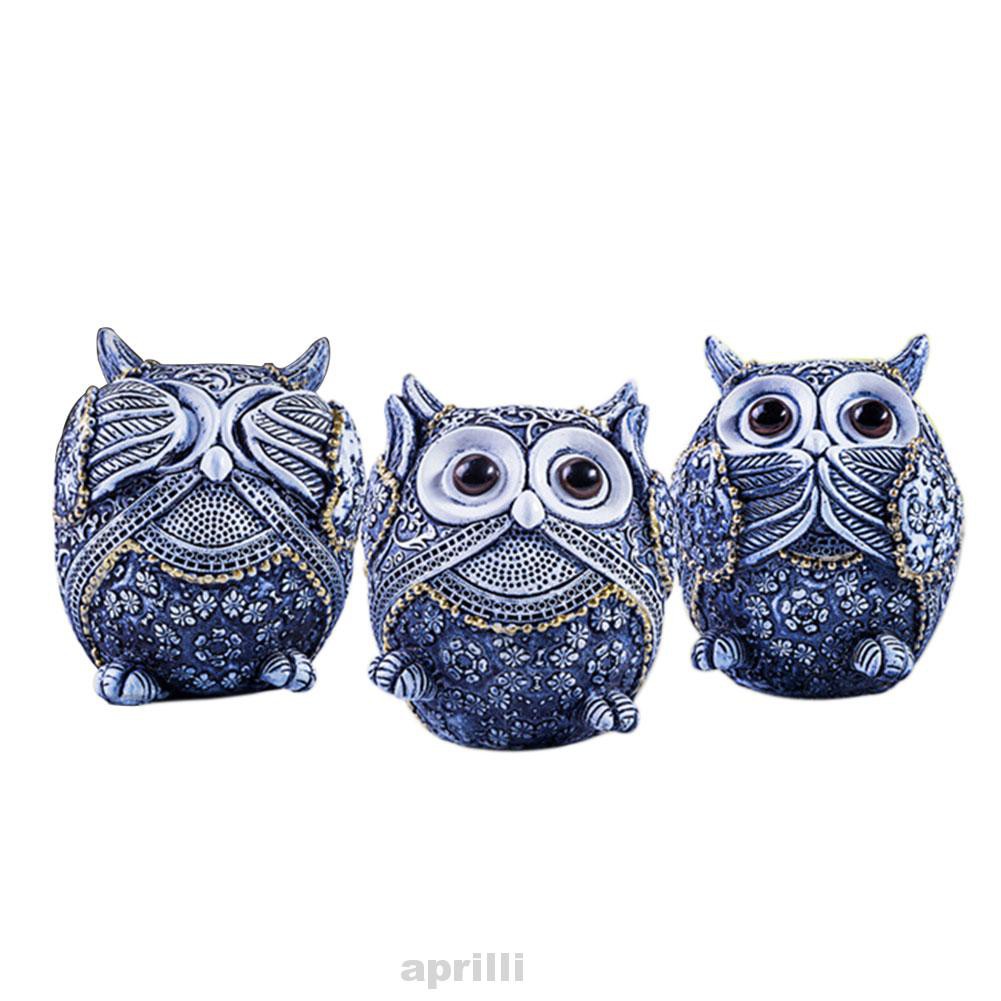 Bộ 3 Con Cú Mini Bằng Gốm Dễ Thương Dùng Trang Trí Phòng Khách
