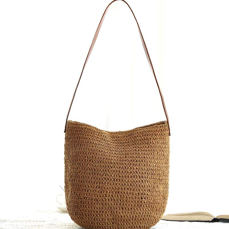 Túi xách cói Labonia màu trơn thời trang đi biển cho nữ