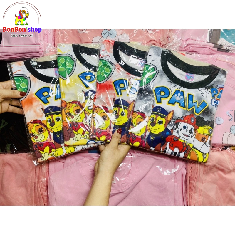 Đồ bộ bé trai, đồ bộ bé gái cộc tay chất 3d in hình Chó Cứu Hộ từ 3 tuổi đến 7 tuổi