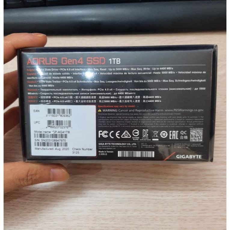 Ổ cứng SSD M2 NVMe Gigabyte Aorus 1TB Gen4 x4