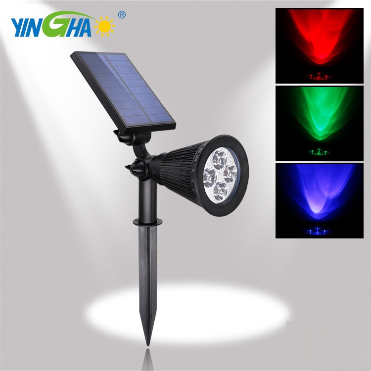 Đèn chiếu tiểu cảnh năng lượng mặt trời, Đèn trang trí sân vườn ánh sáng đổi màu