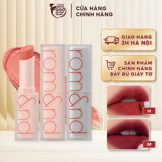 Son thỏi Siêu Lì Cao Cấp Hàn Quốc Romand New Zero Matte Lipstick 3g (02 gạch MLBB, 09 nude, 13 đỏ cổ điển)