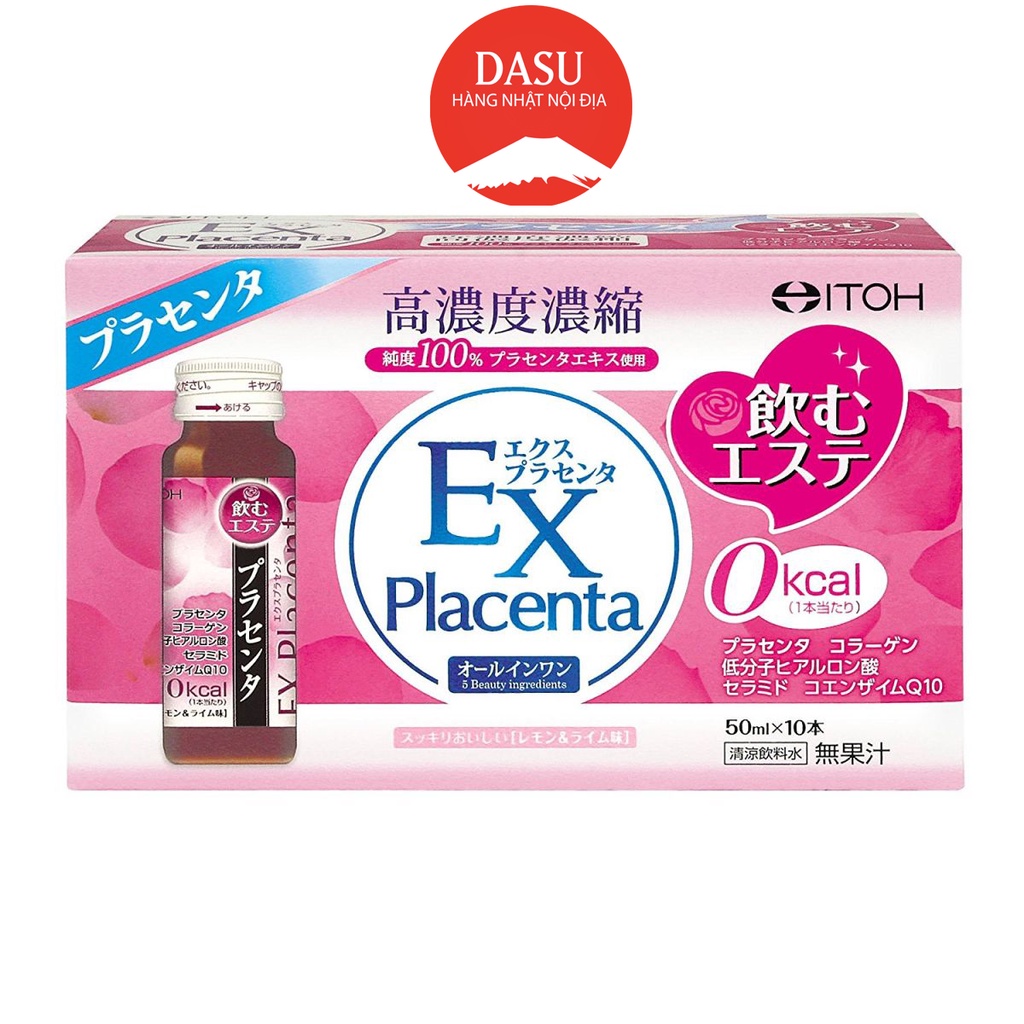 nước uống dưỡng làn da mịn màng bổ sung Collagen EX Placenta 1 hộp 10 lọ x 50ml Số 1 Nhật bản