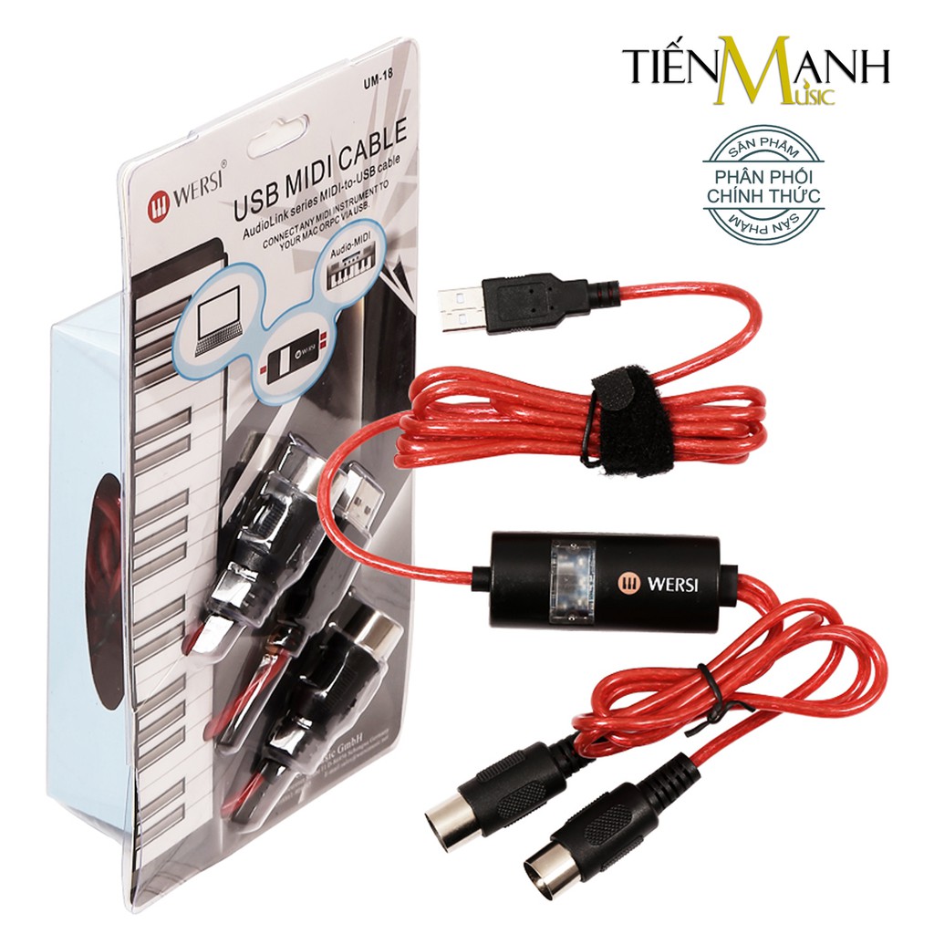 Dây Cáp Midi To USB Cable Cao Cấp WERSI UM-18 Cho Đàn Organ, Piano, Keyboard Controller, Launchpad Tiến Mạnh Music