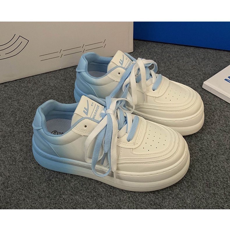 Giày nữ đế cao, giày sneaker gót sơn, sneaker dây kép