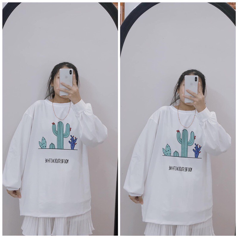 [Xả Kho 06]Áo Thun Tay Dài Nữ Form Rộng Thu Đông❤️SWEATER Cổ Tròn In Hình Hoạ Tiết Freesize Ulzzang Hottrend 2021