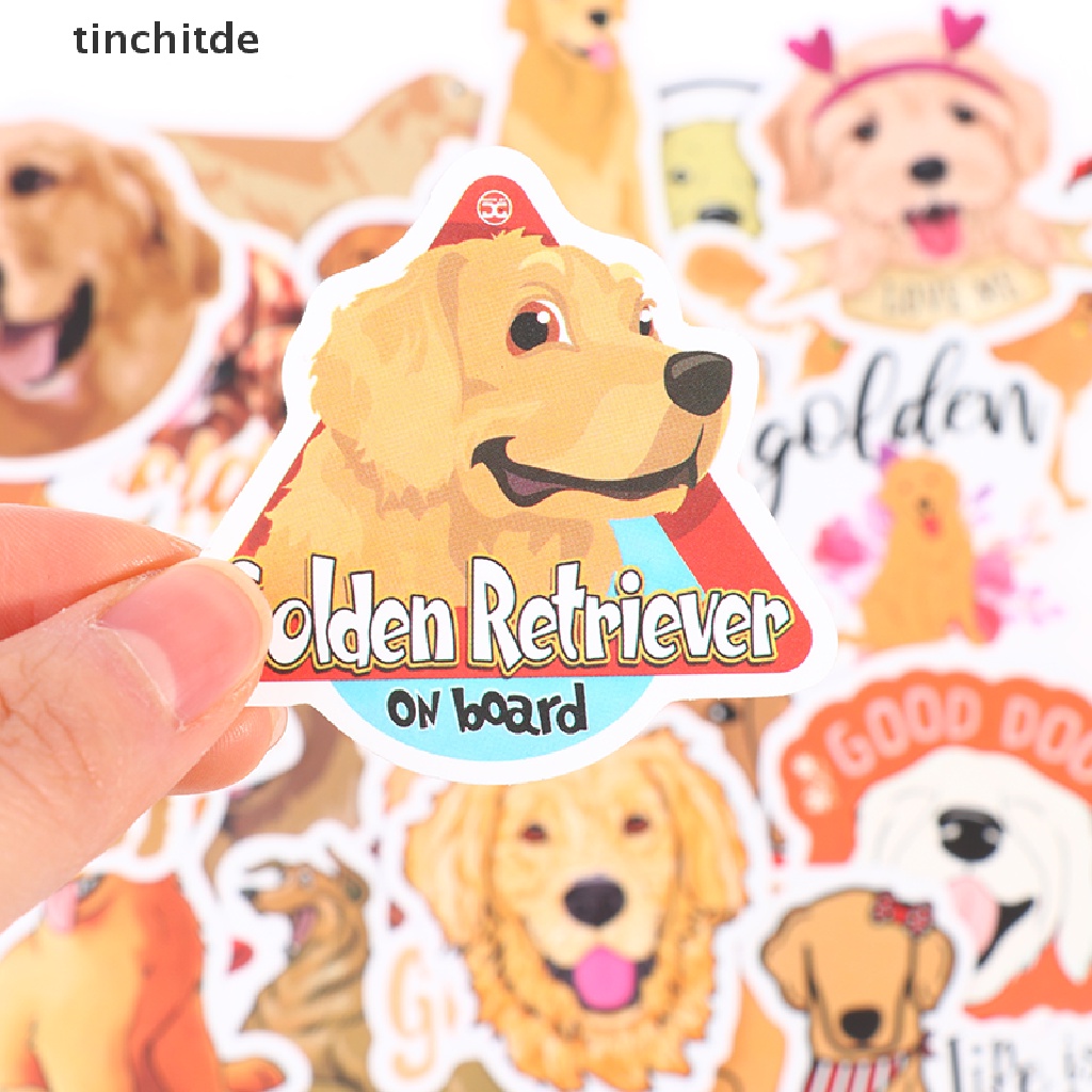 Set 50 Miếng Dán Hình Chú Chó Màu Vàng Dễ Thương Dùng Trang Trí Vali / Laptop DIY